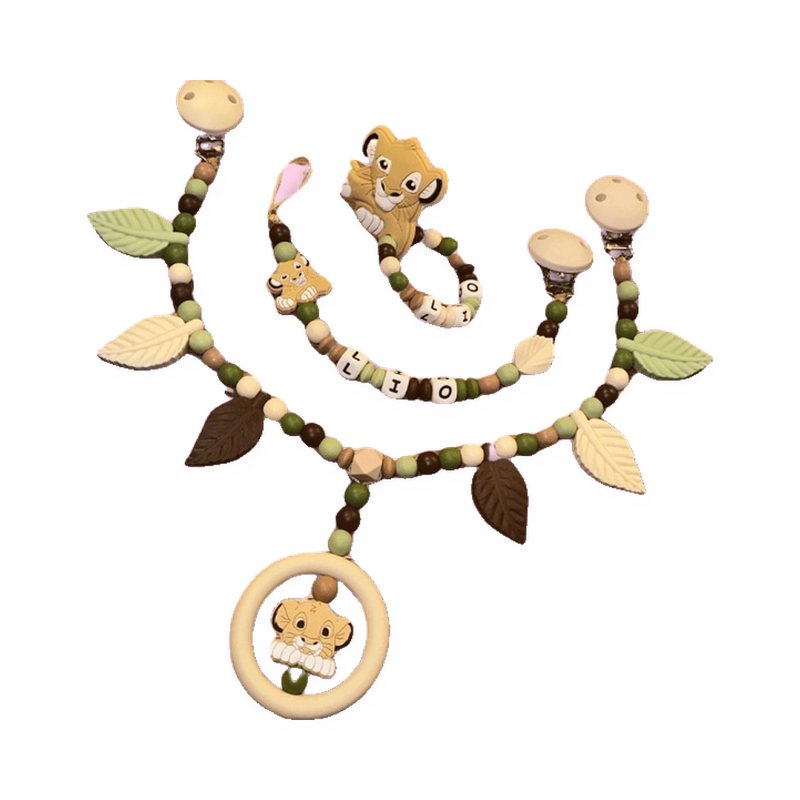 3er Set aus Nuggikette, Beissring und Wagenkette, farblich abgestimmt